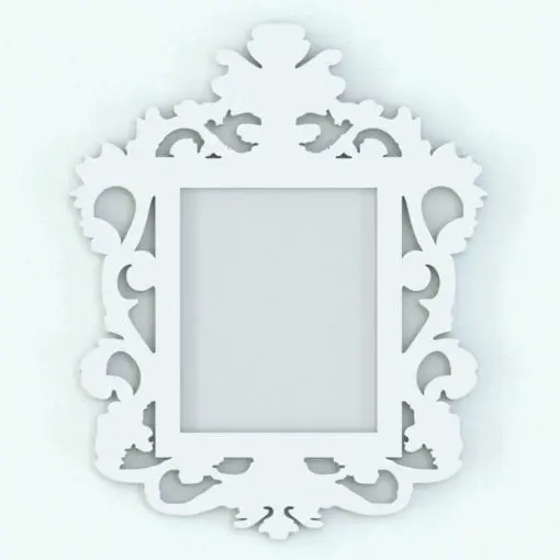Baroque wall decoration Revit family frame rendered in ambient occlusion style.