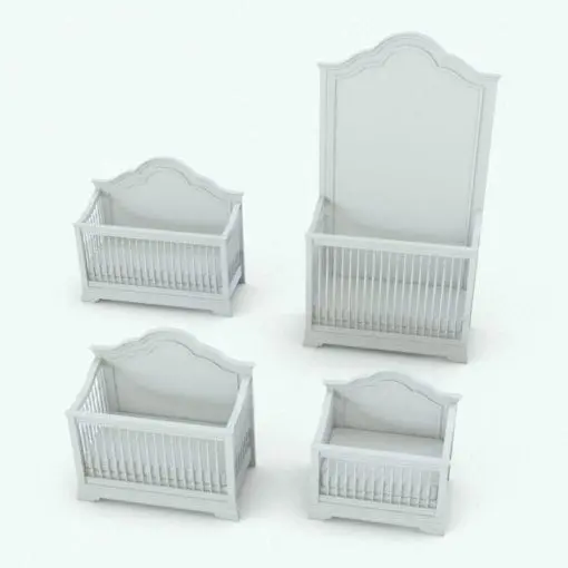 Antique cradle Revit family in different size variations.