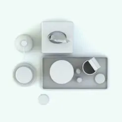 Elegant Bathroom Accessories Revit Family in top view and rendered in AO mode.