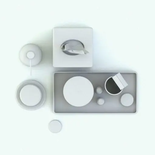 Elegant Bathroom Accessories Revit Family in top view and rendered in AO mode.