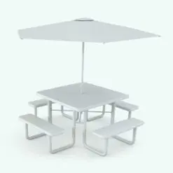 Four Sided Revit Picnic Table Family in ambient occlusion mode.