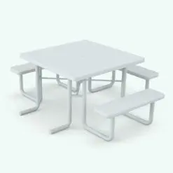 Four Sided Revit Picnic Table Family without the umbrella and rendered in ambient occlusion mode.