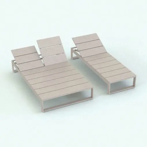 Minimalistic Pool Chaise Lounge Revit Family rendered in a light color. The family is fully parametric and you'll be able to adjust sizes, angles and width.