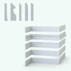 Simple Profile Revit Wall Sweep - Baseboards Pack 1 in cross-section and 3D views rendered in ambient occlusion mode.