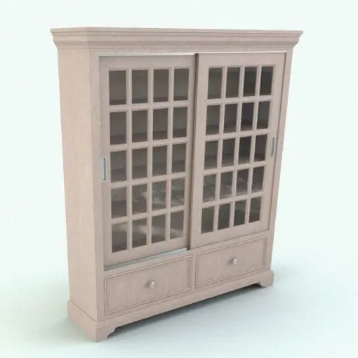 Sliding Doors Revit Bookshelf Family rendered in a light colored wood finish. This Revit furniture piece is ideal for libraries, office spaces or commercial designs.