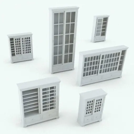 Sliding Doors Revit Bookshelf Family in different parametric sizes.