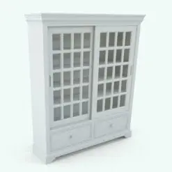 Sliding Doors Revit Bookshelf Family rendered in ambient occlusion style.