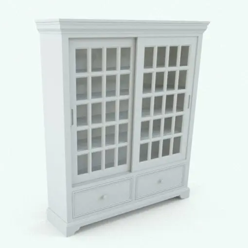 Sliding Doors Revit Bookshelf Family rendered in ambient occlusion style.