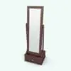 Standing Revit Mirror Family With Drawer rendered with a dark wood finish. This Revit family is fully parametric and it will adapt to any of your spaces seamlessly.