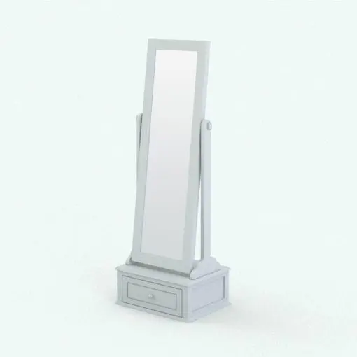 Standing Revit Mirror Family With Drawer rendered in ambient occlusion style.