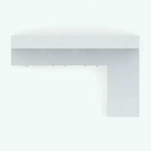 Revit Bookshelf Family With Doors-Drawers-Desk in top view and rendered in black and white (ambient occlusion style). Ideal for residential, office or even hospitality settings, this Revit bookshelf family will make your 3D renderings stand out in just a few clicks. Add it to your cart and experience the unmatched Blackbee3D quality today.