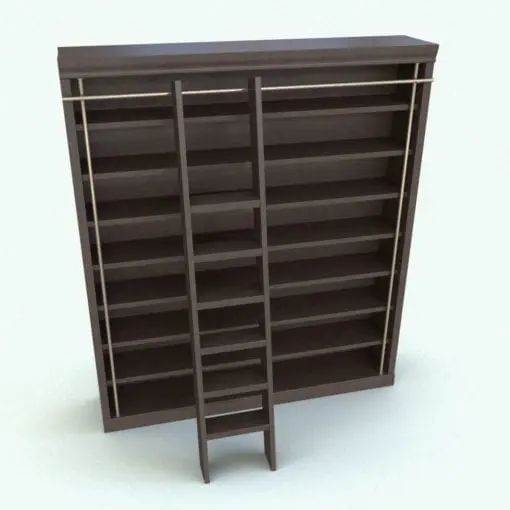 Revit Bookshelf Family With Ladder rendered in a dark wood finish and metallic rail accents. This family is fully parametric and it allows you turn the ladder on/off to create different looks for your project. Ideal for classic libraries, office libraries or hospitality spaces, this Revit Bookshelf Family will certainly make your spaces stand out with its timeless elegance. Get it today and be part of the Blackbee3D family.