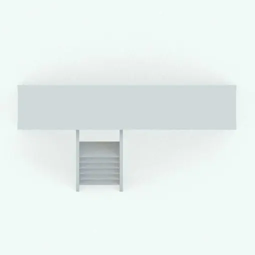 Revit Bookshelf Family With Ladder in top view and rendered in black and white to see the shape of the stair (and how much it sticks out) better. Ideal for residential, commercial or institutional spaces, this Revit bookshelf family will transform your spaces in just a few clicks.