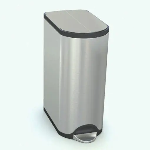 Butterfly Lid Trash Can Revit Family rendered in stainless steel material with black rubber accents. This Revit kitchen accessory is fully parametric and render-ready. Get it now and improve the look of your renders in a couple of clicks.