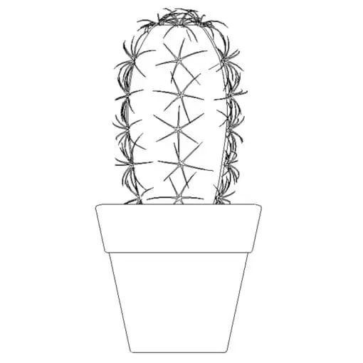 Revit Family / 3D Model - Cactus - Revit and AutoCAD Front View