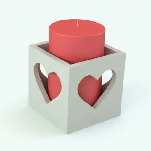 3D Heart Box Candle Decoration Revit Family rendered in full color. Ideal for cozy interior designs.