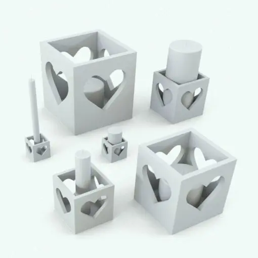 Heart Box Candle Decoration Revit Family size variations to showcase its parametric nature.