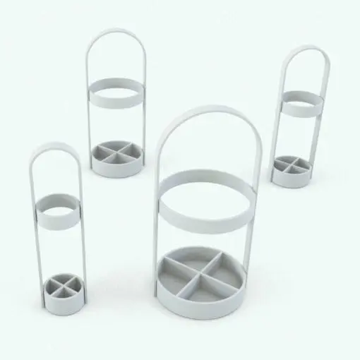 Circular Umbrella Holder Revit Family in different sizes and rendered in black and white (ambient occlusion style) to show the shapes better. Ideal for mudrooms, hallways, entryways and more, this modern looking Circular Holder With Umbrella Revit Family is the perfect addition to your 3D renderings to make them look alive.
