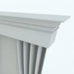 Classic Curtain Revit Family detail of the top molding. This top molding (as well as the curtains) is fully parametric and it will adjust to your project requirements in just a few clicks. Don't wait any longer and get this Classic Curtain Revit Family today.