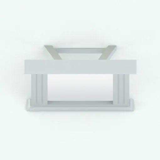 Classic Order Revit Mirror Family in top view and rendered in black and white (ambient occlusion style) to see the details better. Ideal for all sorts of projects, this Classic Order Revit Mirror Family is the perfect solution to add a touch of livability and classic style to your projects.