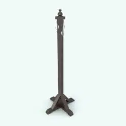 Cross Base Coat Rack Revit Family rendered in dark wood color with metallic hooks. This decoration Revit family is fully parametric, lightweight and easy to use.