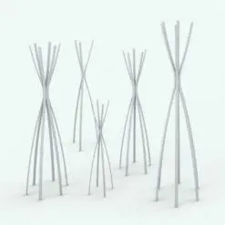 Revit Coat Rack Curves in different sizes and configurations to showcase its parametric flexibility. These ambient occlusion renders showcase the family in more detail, but this decoration Revit family comes with pre-configured materials. Additionally, you can substitute the provided materials with your own.