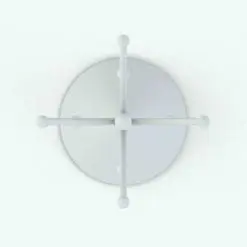 Radial Pegs Coat Rack Revit Family in top view and rendered without materials to see the details better.