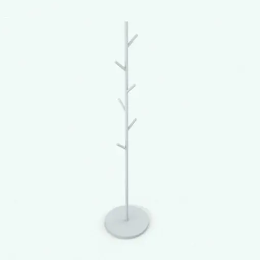 Simplified Tree Coat Rack Revit Family without materials to show all the details better. While this image shows the family without materials, we do include materials for it. Use them as they are or change them to your likings to make this decoration Revit family stand out even more.