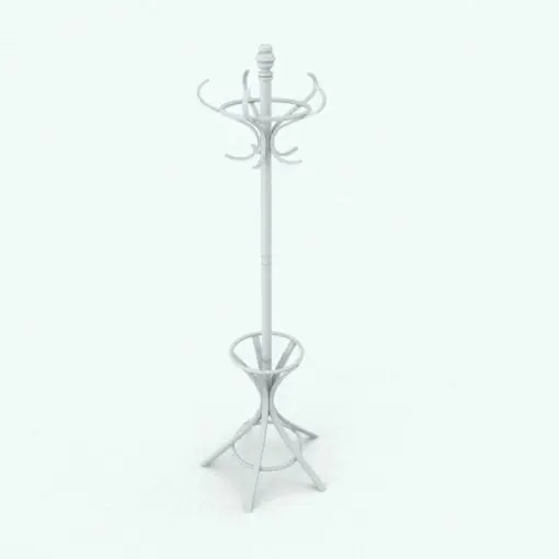 Traditional Coat Rack Revit Family rendered in black and white (ambient occlusion style) to show all the details better, but the family does include built-in materials. Don't waste any more time and get this Revit decor family now to make your renders stand out.