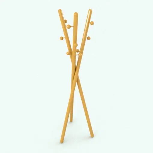 Tripod Coat Rack Revit Family rendered in bright yellow color for a bold contemporary look. This decoration Revit family is fully parametric and easy to use. Just drop it into your Revit project, change the size and material and hit render.