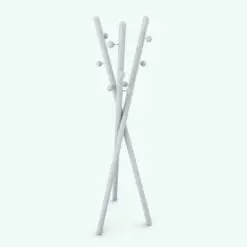 Tripod Coat Rack Revit Family rendered without materials to see details better. This family includes the material shown in the main image, but you can change it to create your own designs and color palettes.