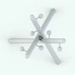 Tripod Coat Rack Revit Family in top view and rendered in black and white (ambient occlusion style) to see details better.