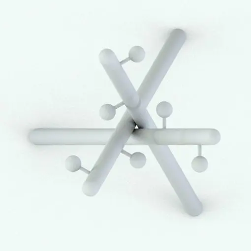 Tripod Coat Rack Revit Family in top view and rendered in black and white (ambient occlusion style) to see details better.