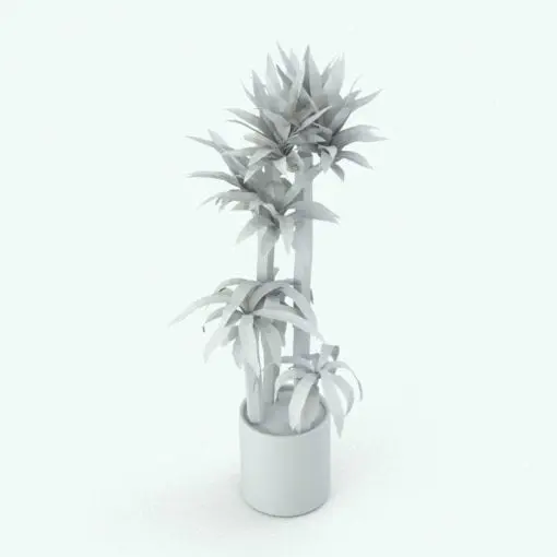 Corn Stalk Dracaena Revit Plant Family in 3D and rendered in black and white (ambient occlusion style) to show the details better. Ideal for interior or exterior design projects, this Revit plant will make your 3D renderings stand out in just a few clicks.