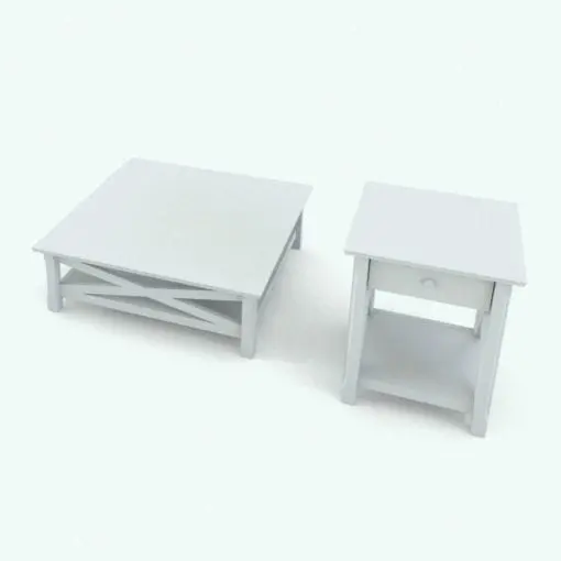 Crosses Side and Coffee Table Revit Families in 3D and rendered without any materials (ambient occlusion style) to showcase the details and shapes better. These families are fully parametric and they include the textures shown on the main image of this product. Don't wait any longer and get this side table and coffee table Revit families today!