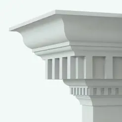 Classical Cornice Revit Family - Crown Molding 2 close-up detail in ambient occlusion style showcasing the intricate details of this line based family for Revit.