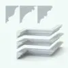 Stylish Crown Molding Revit Wall Sweep Profiles - Pack 9 shown in cross-section and 3D views side by side. These fully parametric Revit wall sweep profiles are the perfect complement to any Revit project.