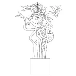 Revit Family / 3D Model - Curly Bamboo - Revit and AutoCAD Front View