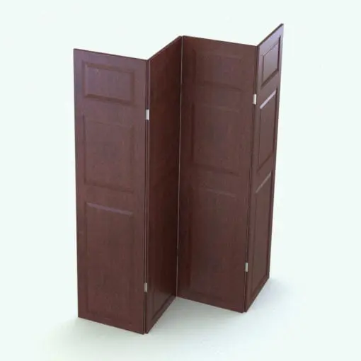 Door Panels Revit Folding Partition Family rendered in cherry wood material and stainless steel hinges. This family is fully parametric, giving you the flexibility you need in your projects. Don't wait any longer and get this Door Panels Revit Folding Partition Family now!