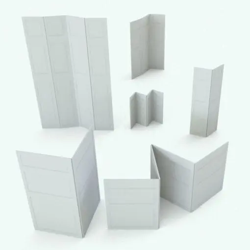 Door Panels Revit Folding Partition Family in different sizes and configurations to show its parametric flexibility. Ideal for open concept spaces that require a little bit of privacy, this Revit folding partition family is the ideal solution to keep the concept intact.