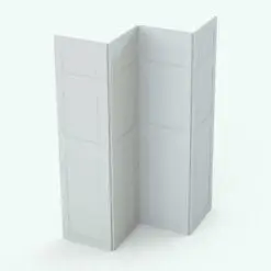 Door Panels Revit Folding Partition Family in 3D and rendered in black and white (ambient occlusion style). Get this folding partition Revit family now and enjoy creating subtle variations in your spaces without compromising your overall aesthetic.