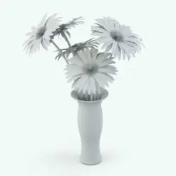 Gerberas Revit Flowers Family in 3D and rendered in ambient occlusion style to see the shapes better. Ideal to add a touch of warmth to your renders, these fully parametric Revit flowers will make your renders stand out in just a few clicks.