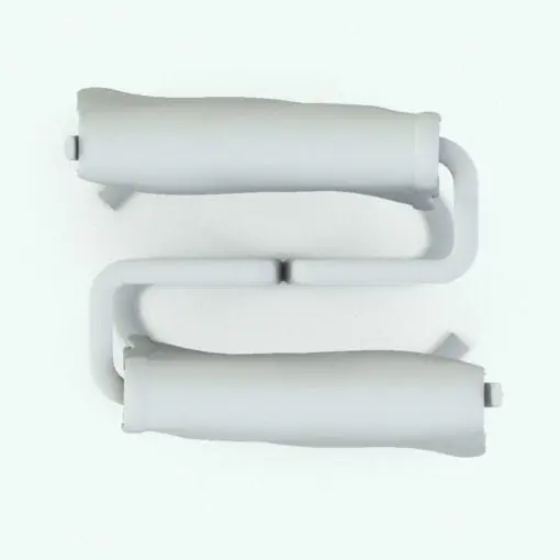 Curves Hand Towel Holder Revit Decor Family in top view and rendered in ambient occlusion.