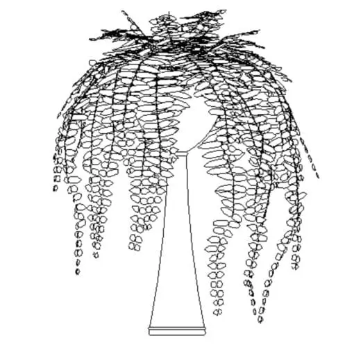 Revit Family / 3D Model - Hanging Fern - Revit and AutoCAD Front View 2