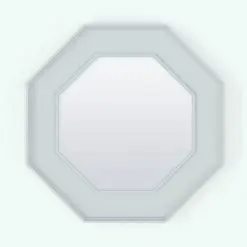 Hexagonal-Octagonal Revit Mirror Family rendered in 3D and without any materials (ambient occlusion style) to show the details better. This family can be used as a 6-sided mirror or as an 8-sided mirror for added flexibility. Get this Revit Mirror Family today and make your spaces stand out.