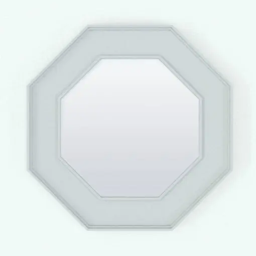 Hexagonal-Octagonal Revit Mirror Family rendered in 3D and without any materials (ambient occlusion style) to show the details better. This family can be used as a 6-sided mirror or as an 8-sided mirror for added flexibility. Get this Revit Mirror Family today and make your spaces stand out.