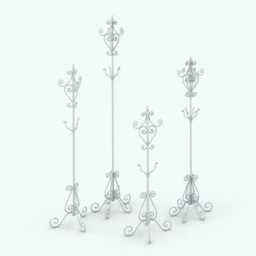Iron Coat Rack Revit Family in different sizes and configurations to showcase its parametric flexibility. This family includes pre-configured materials so you can just drop it in your projects and hit render. This Revit decoration family is a must have in your library.