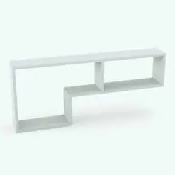 L-Shape Revit Bookshelf Family in 3D and rendered without materials (ambient occlusion style) to see the shape better. Don't let this opportunity pass and download this L-Shape Revit Bookshelf Family now since its part of out FREE Revit families category!