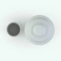 Martini Shaker Decoration Revit Family in top view and rendered in black and white to show the details better. This Revit decor family is ideal to give a touch of warmth to your 3D renderings.