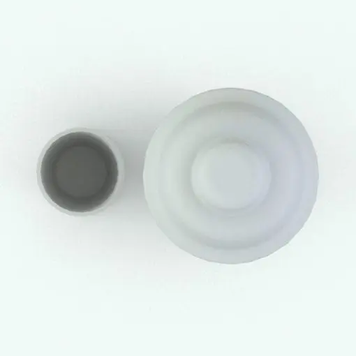 Martini Shaker Decoration Revit Family in top view and rendered in black and white to show the details better. This Revit decor family is ideal to give a touch of warmth to your 3D renderings.
